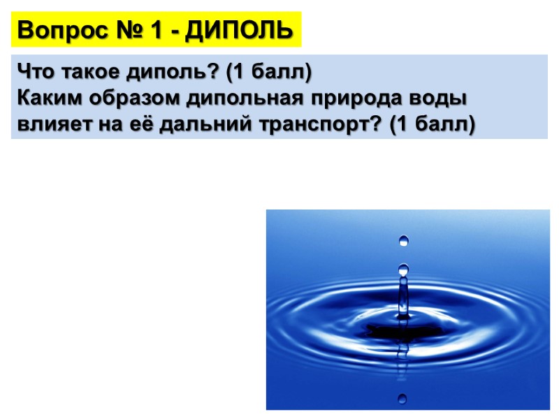 Вопрос № 1 - ДИПОЛЬ Что такое диполь? (1 балл) Каким образом дипольная природа